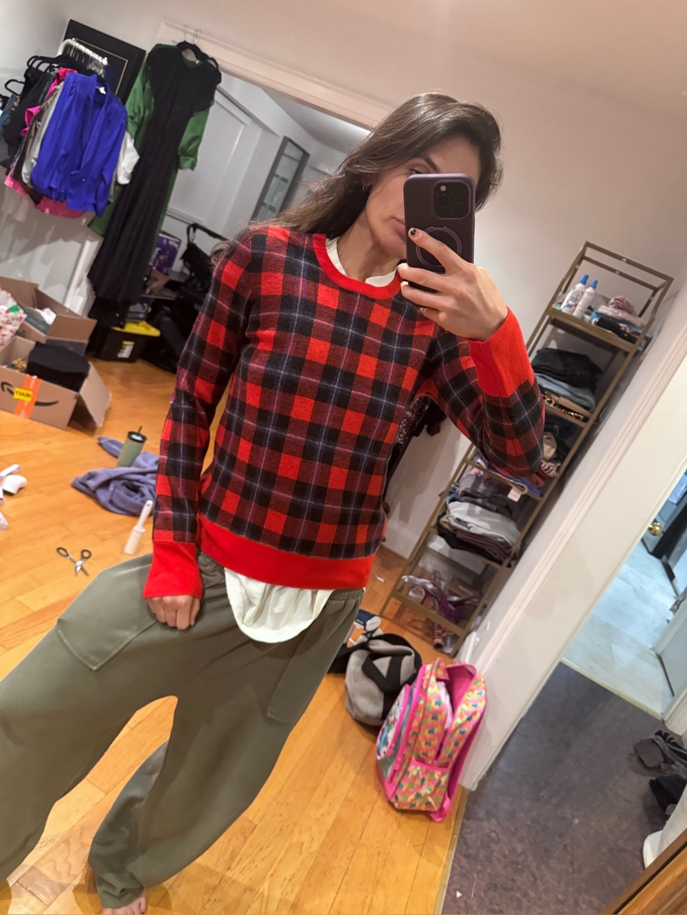 Equipment $425 Shane Scholarly Plaid Wool Crewneck Sweater.